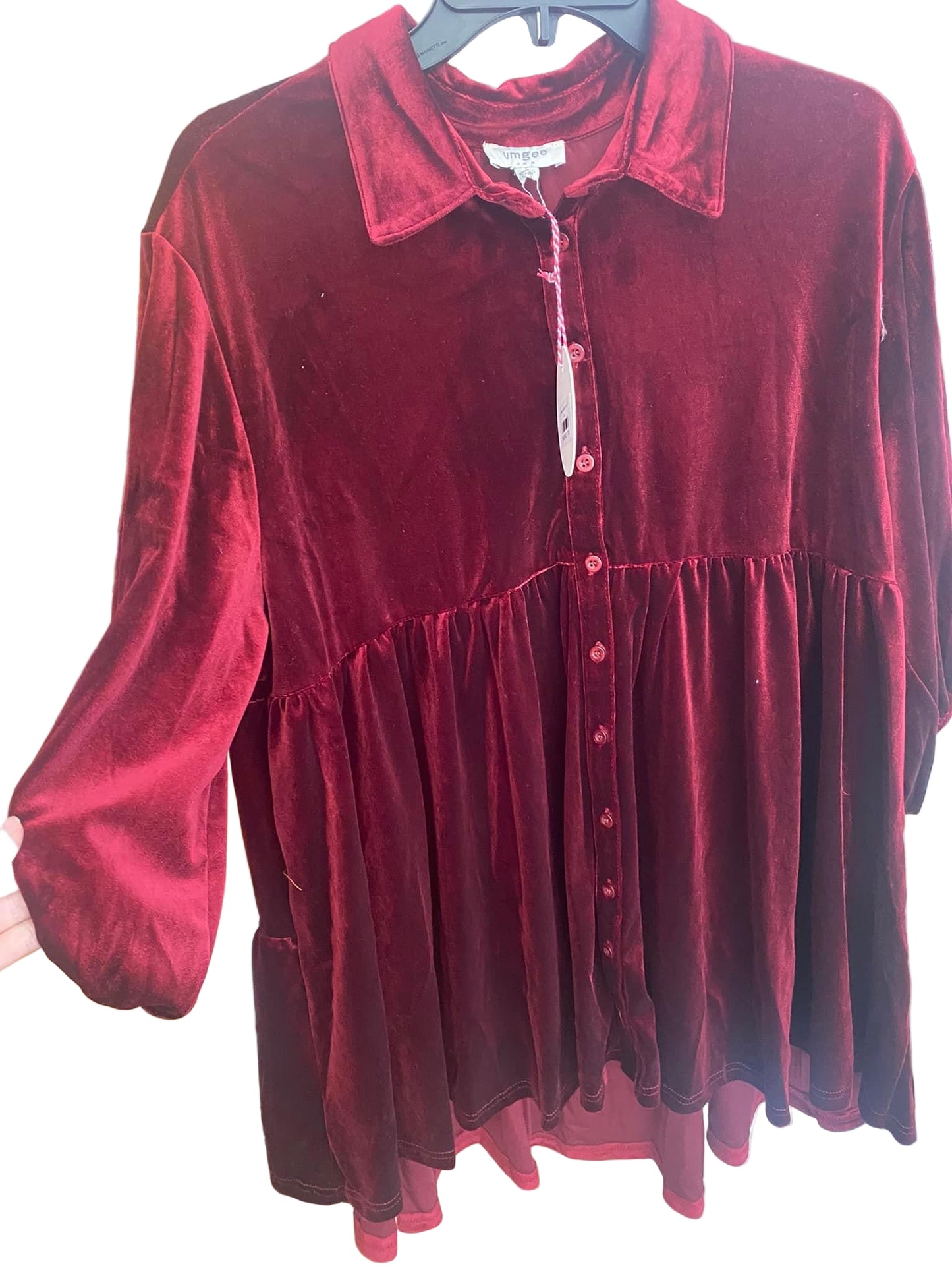 Wine Not Velvet Top | Button Down Velvet Top