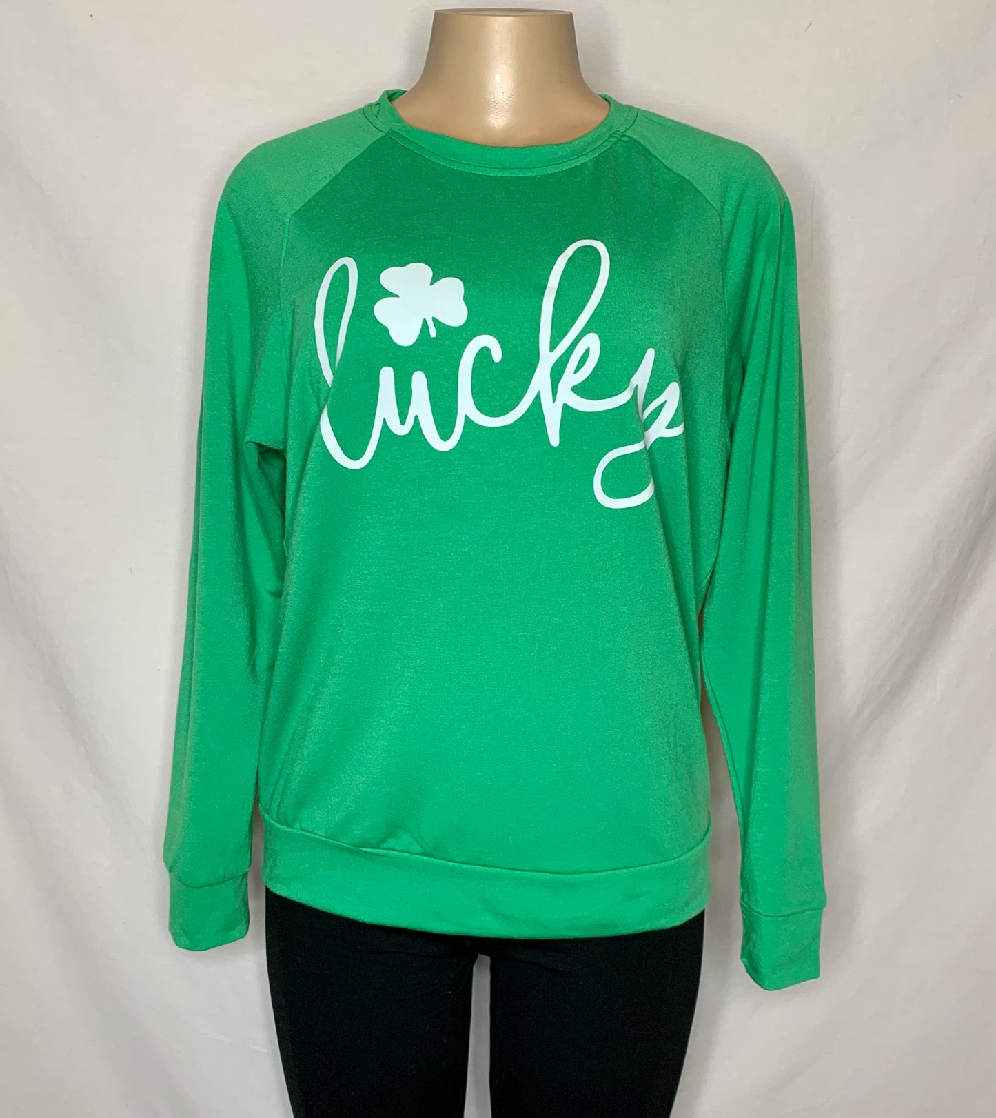 Get Lucky Shamrock Top | Long Sleeve Scoop Neck Lucky Top